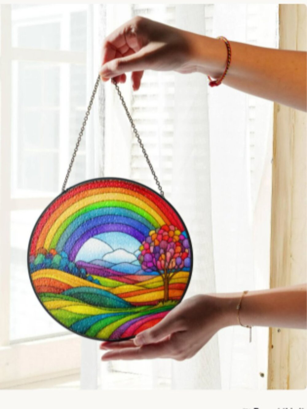 Rainbow Stained Glass Window Suncatcher | Pride Home Decor | Colorful Gift